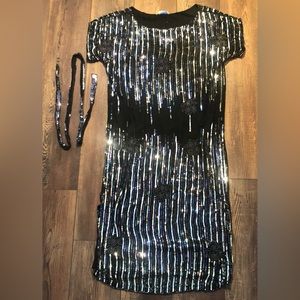 Raiment Fashions Cocktail Dress New York 100% Silk & Colorful Sequins Size Med